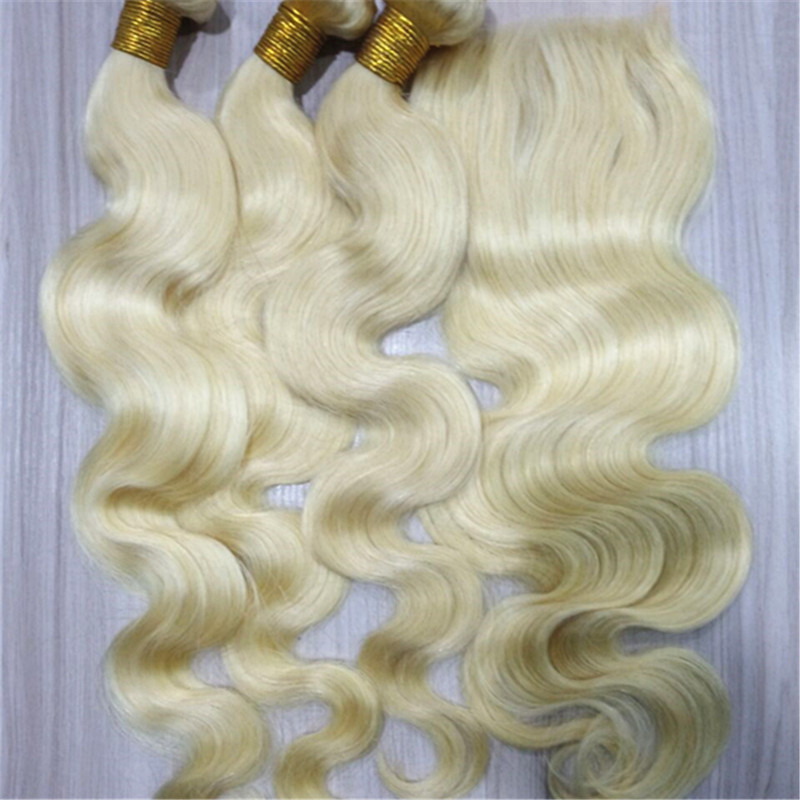 Blonde hair weft body wave remy human hair bundles YL293